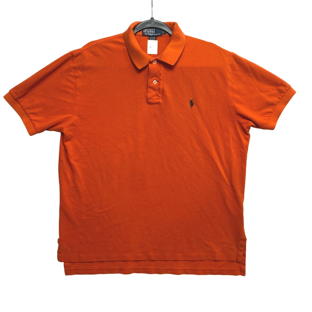 Polo Ralph Lauren Polo Shirt Mens Large Orange Short Sleeve Pique Classic Fit